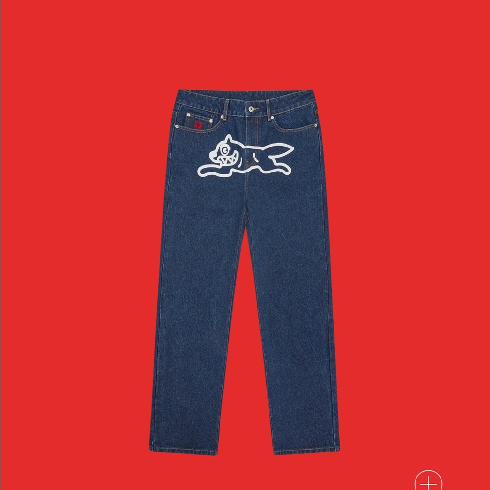 Icecream Blue Jeans with Graphic Patch wide fit 34x32